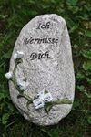 Grabschmuck Stein mit Text antik steingrau 18cm