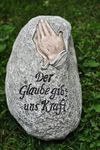 Grabschmuck Stein mit Text antik steingrau 18cm