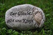 Grabschmuck Stein mit Text mit Steckdraht antik steingrau 11cm