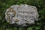 Grabschmuck Stein mit Text antik steingrau 11cm