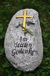 Grabschmuck Stein mit Text antik steingrau 18cm