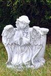 Grabschmuck Blumentopf mit Engel betend steingrau 14cm